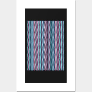 Pink and blue geometric cubes in lines Posters and Art